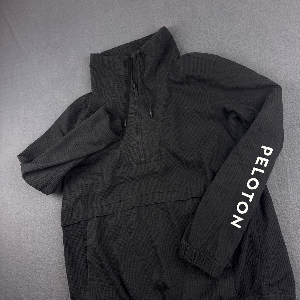 Lululemon Peloton Pullover Womens M Black Waffle Knit Half Zip Activewear Jacket